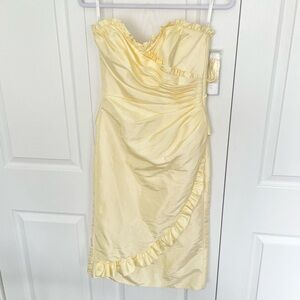 NWT Sophia Tolli Lemon yellow strapless dress Sz 4 - small flaw